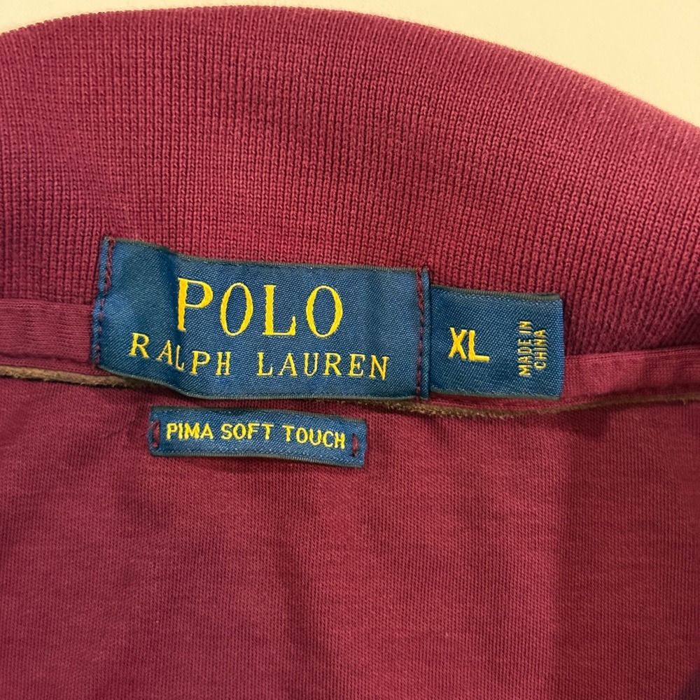 Polo Ralph Lauren Polo Shirt Mens XL Burgundy Good Pima Soft Touch Long Sleeve - Picture 8 of 8